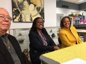 Photo of guest speakers Paul Holmes, Angela McGhee and Congresswoman Robin Kelly.